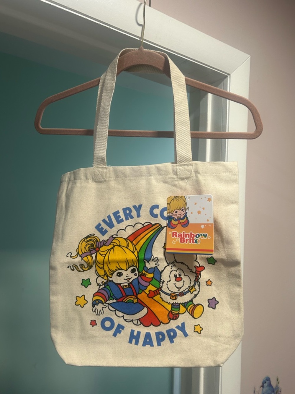 Rainbow Brite Hallmark Cream Canvas Tote “Every Color of Happy.” NWT - Picture 3 of 7